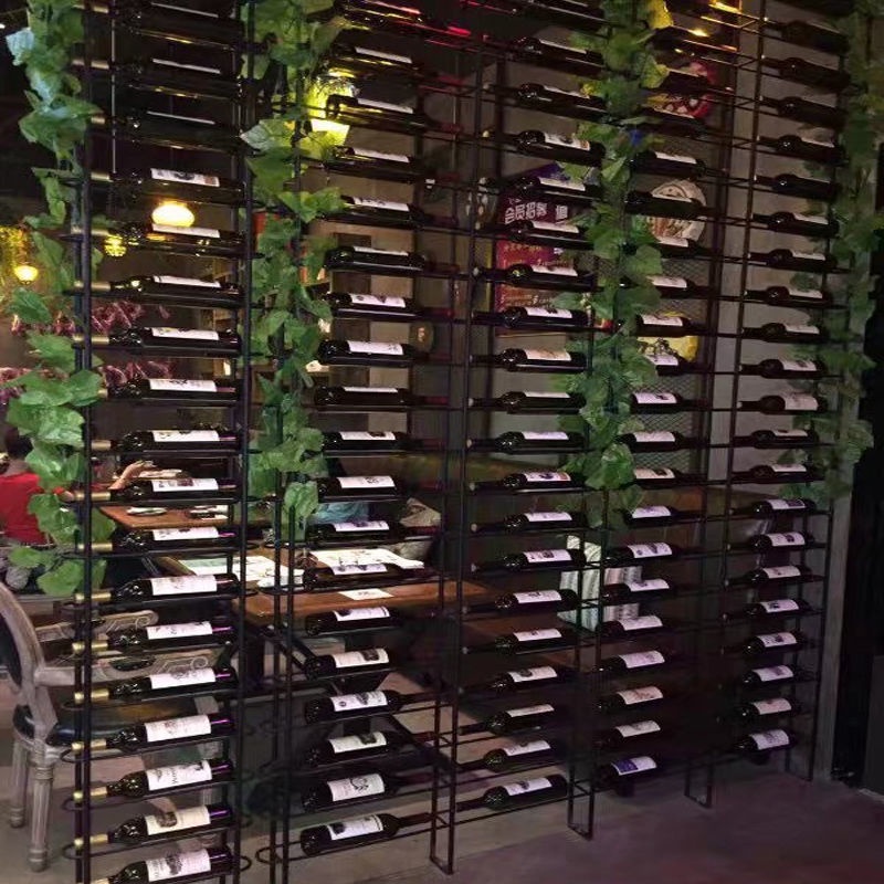 Custom Retro Bar Partition Screen Wine Rack Wrought Iron Industrial ...