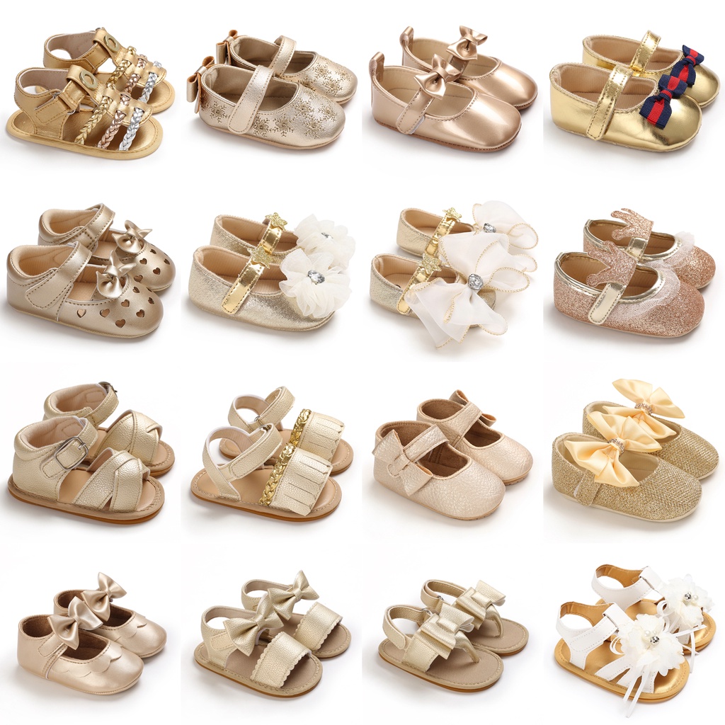 Newborn baby sandals Girl baby princess shoes Summer sandals Gold