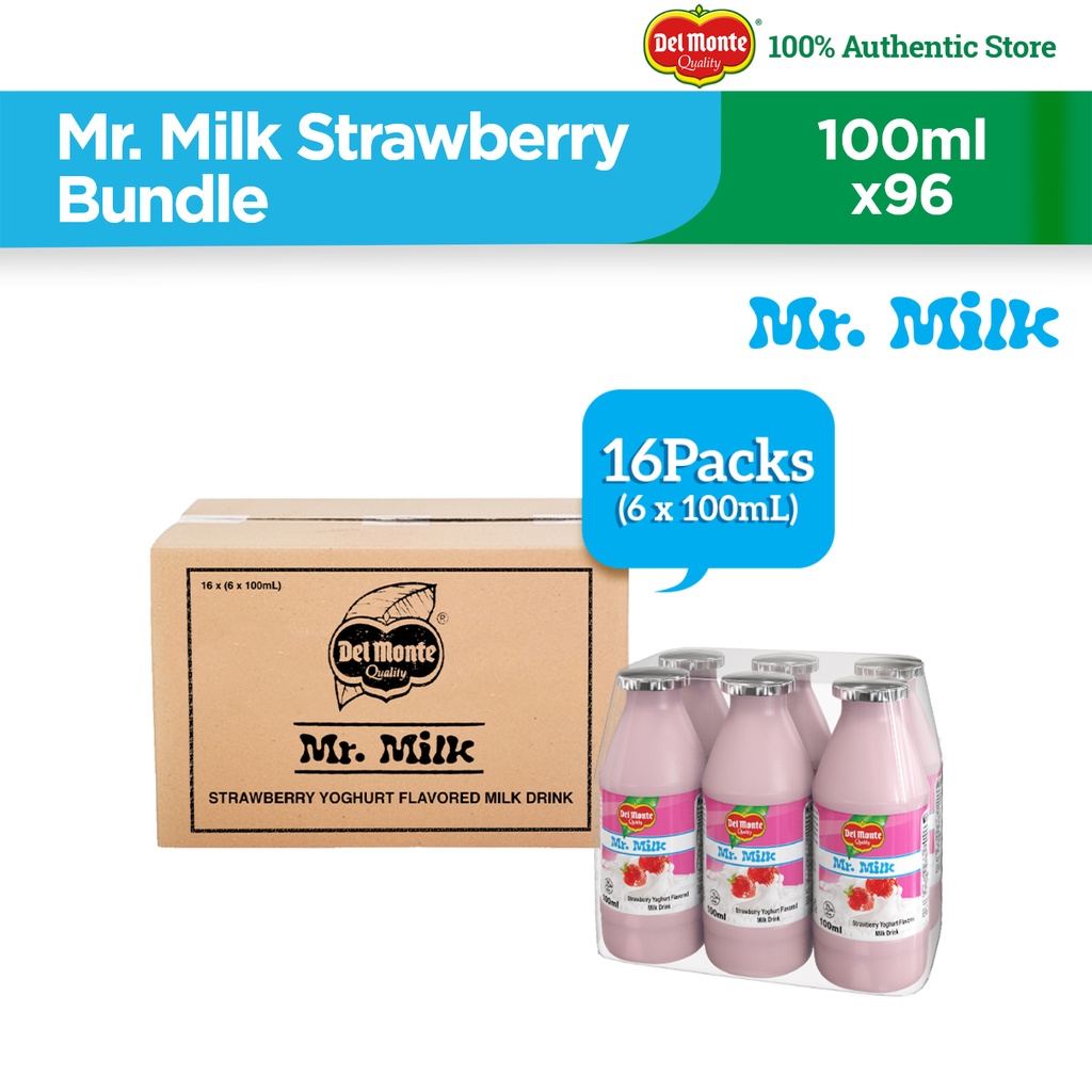Del Monte Mr. Milk Strawberry Yoghurt Flavored Milk Drink 100mL x 6
