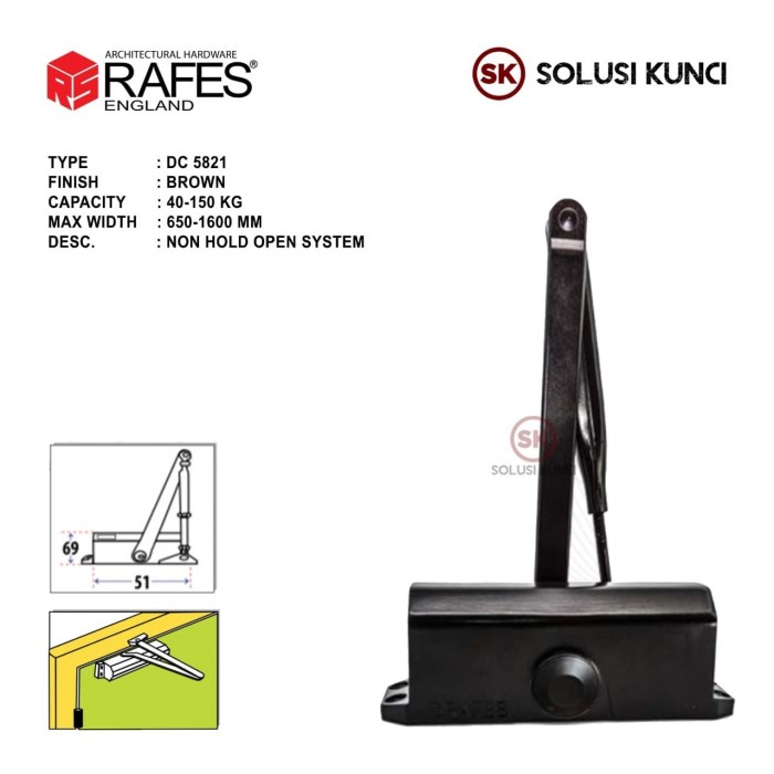 Door Closer 75kg Dorma X Rafes England Non Hold Open (Dc 5821) Shopee