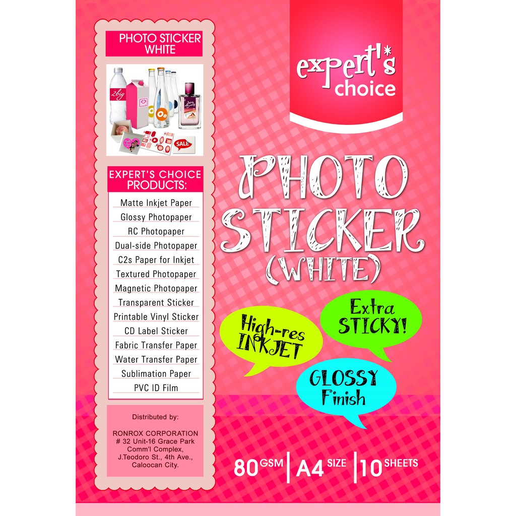 Sticker Photopaper Expert's Choice White A4 | Shopee Philippines