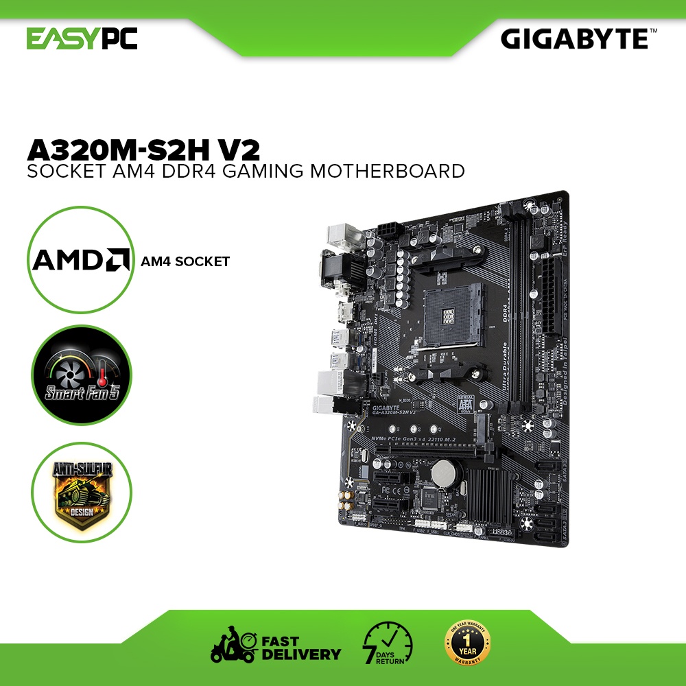 Gigabyte GAA320MS2H V2 Socket Am4 Ddr4 Motherboard, Dual Channel Non