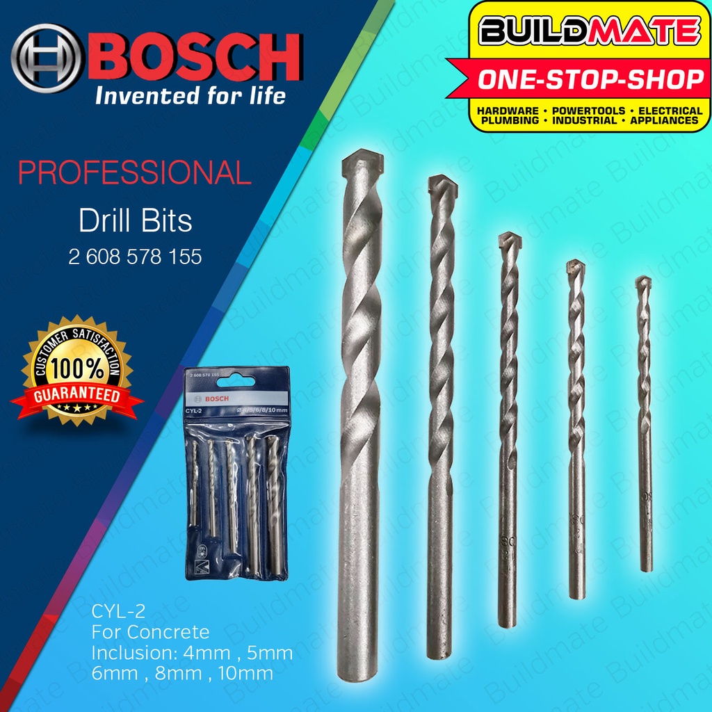 BOSCH 5pcs/Set Masonry Drill Bit 4mm 5mm 6mm 8mm 10mm CYL2 Concrete