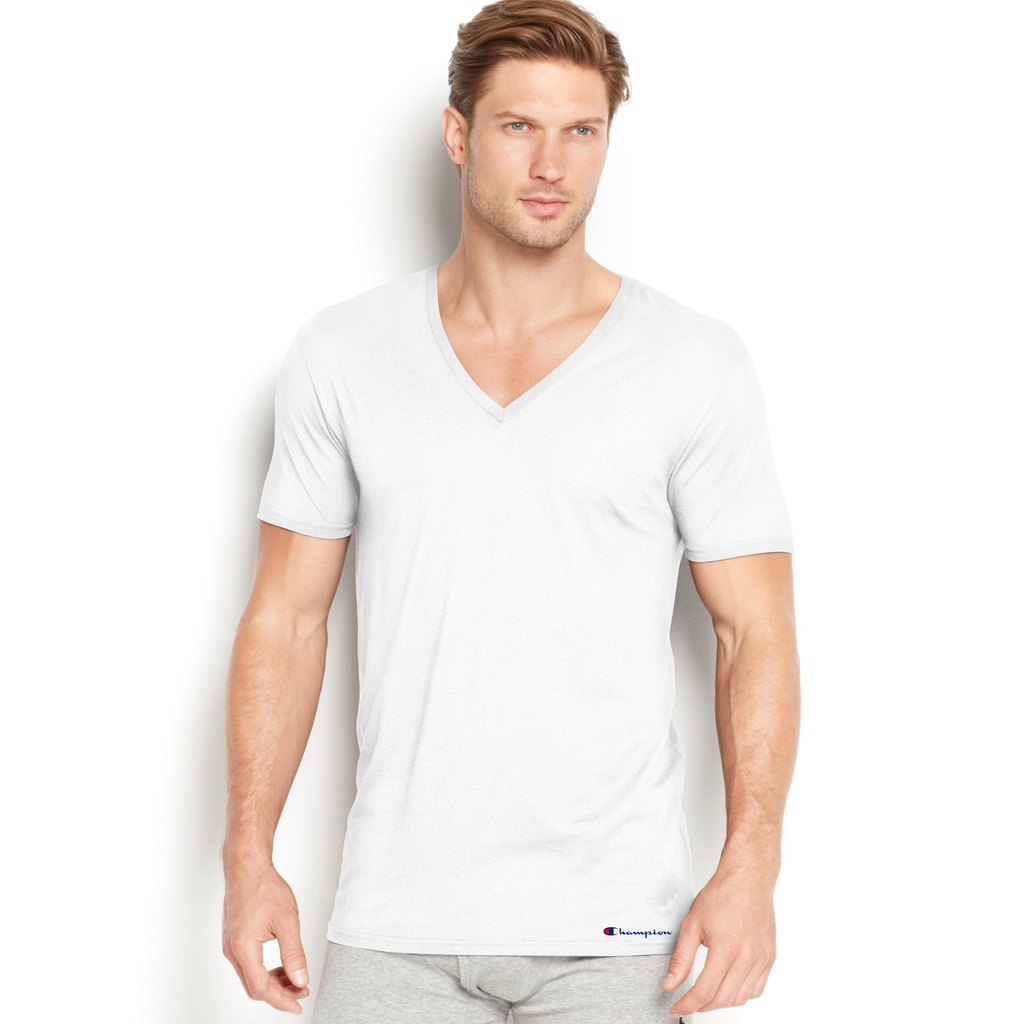 3 pcs U.S.A Mens Round Neck / V-Neck White T-Shirts (3 Pcs Pack ...