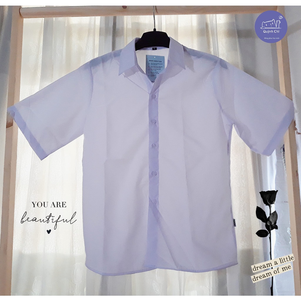 Women's shirt, basic style, white, loose fit, uniform for middle school