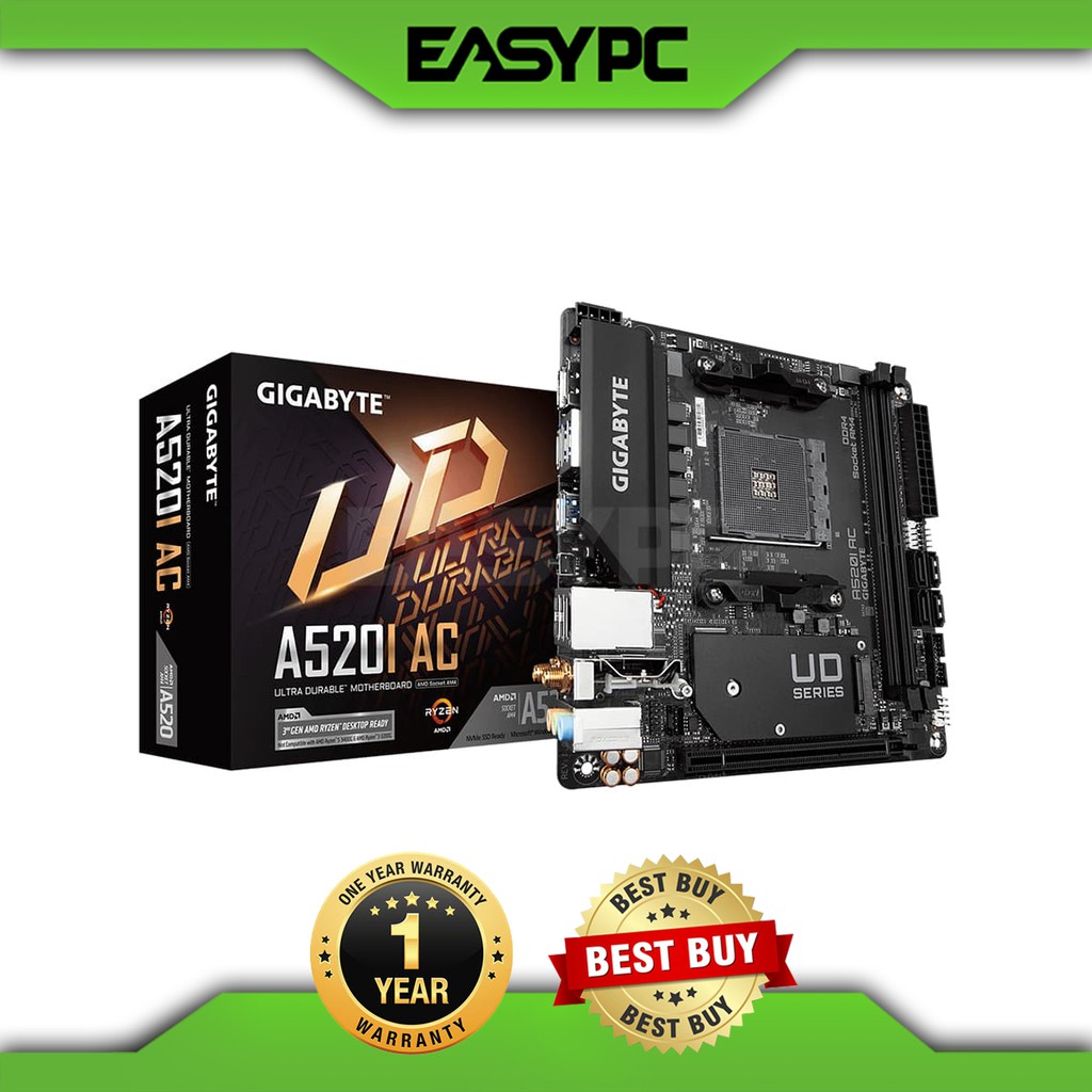 Gigabyte A520I AC WiFi MiniITX Socket Am4 Ddr4 Motherboard Shopee