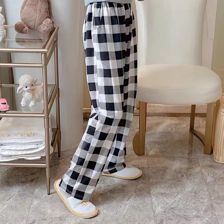 Womens Pajama Grey And White Plaid Pajama Pants Women's Cotton