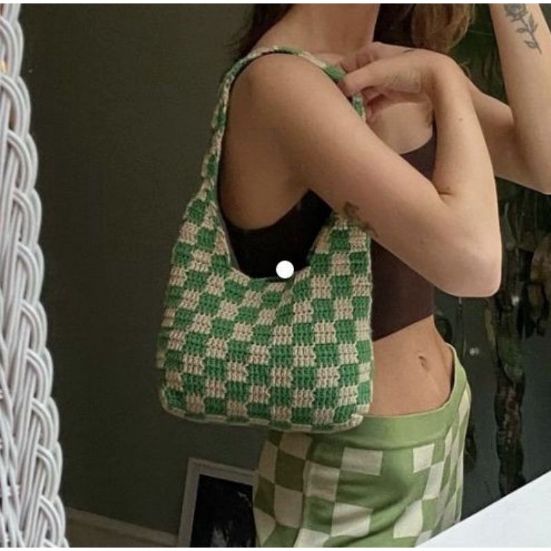 Checkered cheap shoulder bag