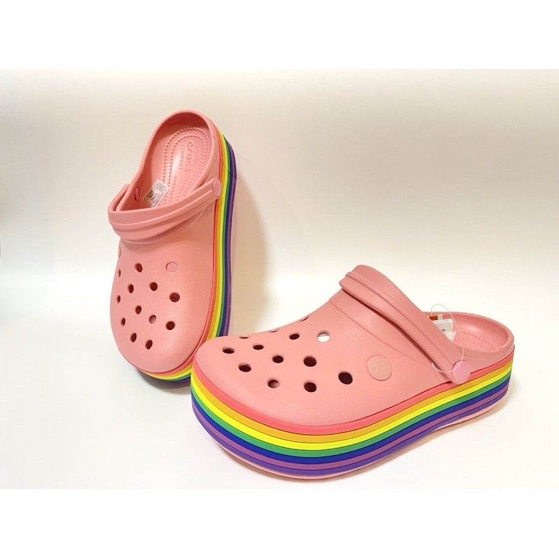 Platform sale crocs rainbow