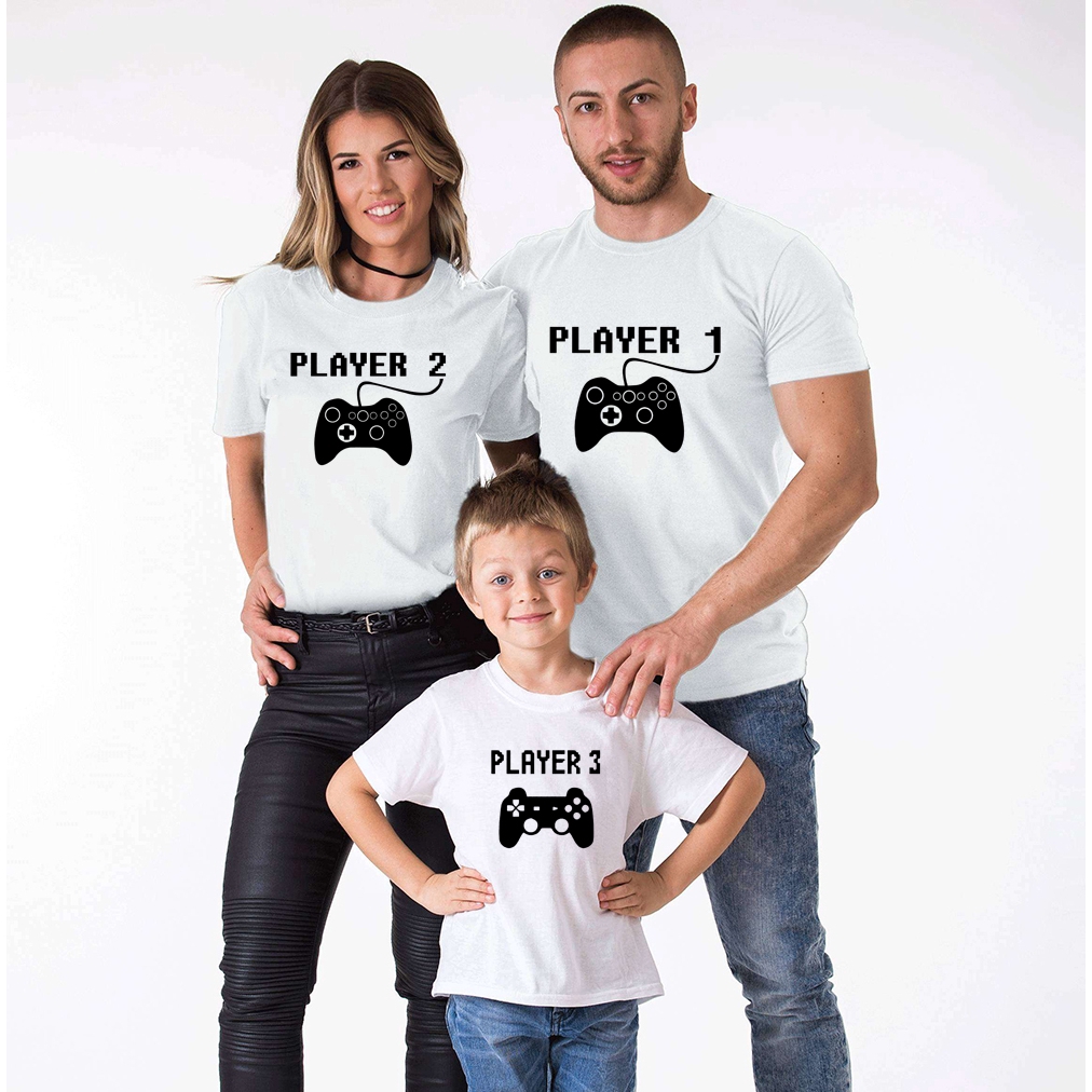 1pcs Player 1 2 3 Family Matching Clothes Mommy and Me Tshirt