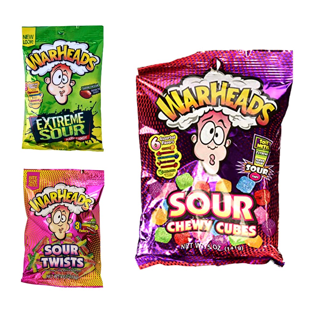 Warheads Sour Candy Sweets - Chewy Cubes / Sour Twist / Sour Hard ...