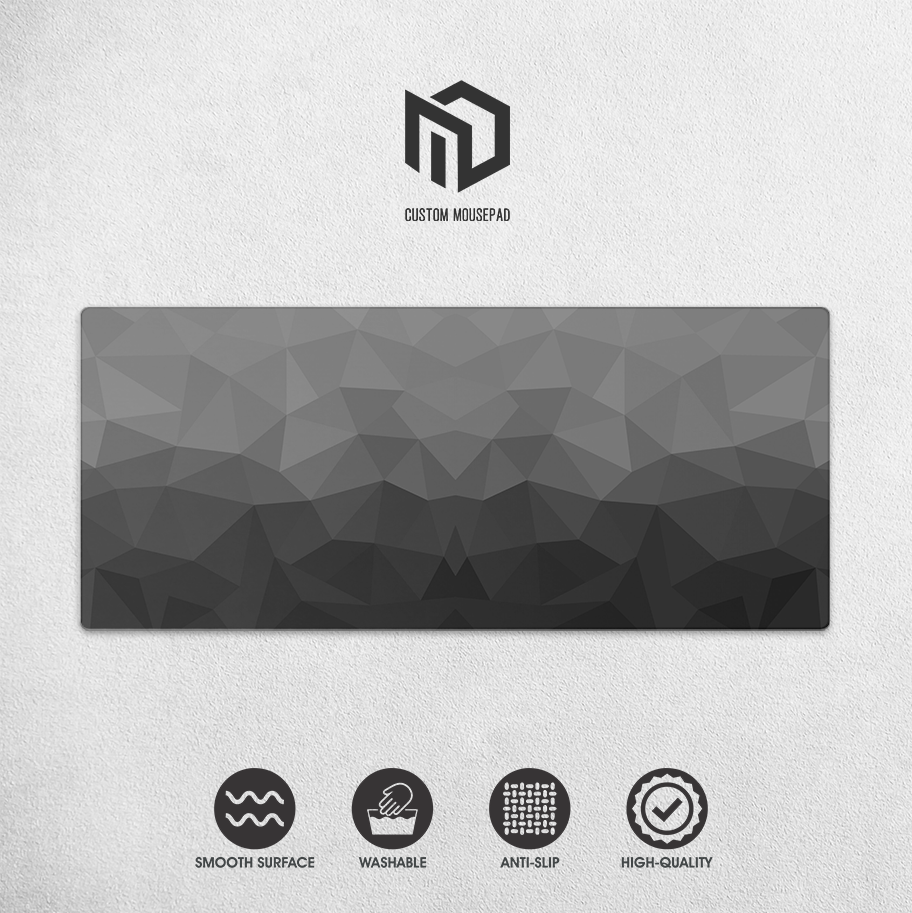MD Extended Mousepad Geometric Gray Custom Printed Large Extended Mouse