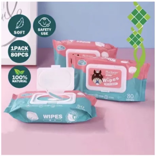 80pcs 2Layer Baby Wipes Disposable Cotton Wet Tissues Baby Care Napkin