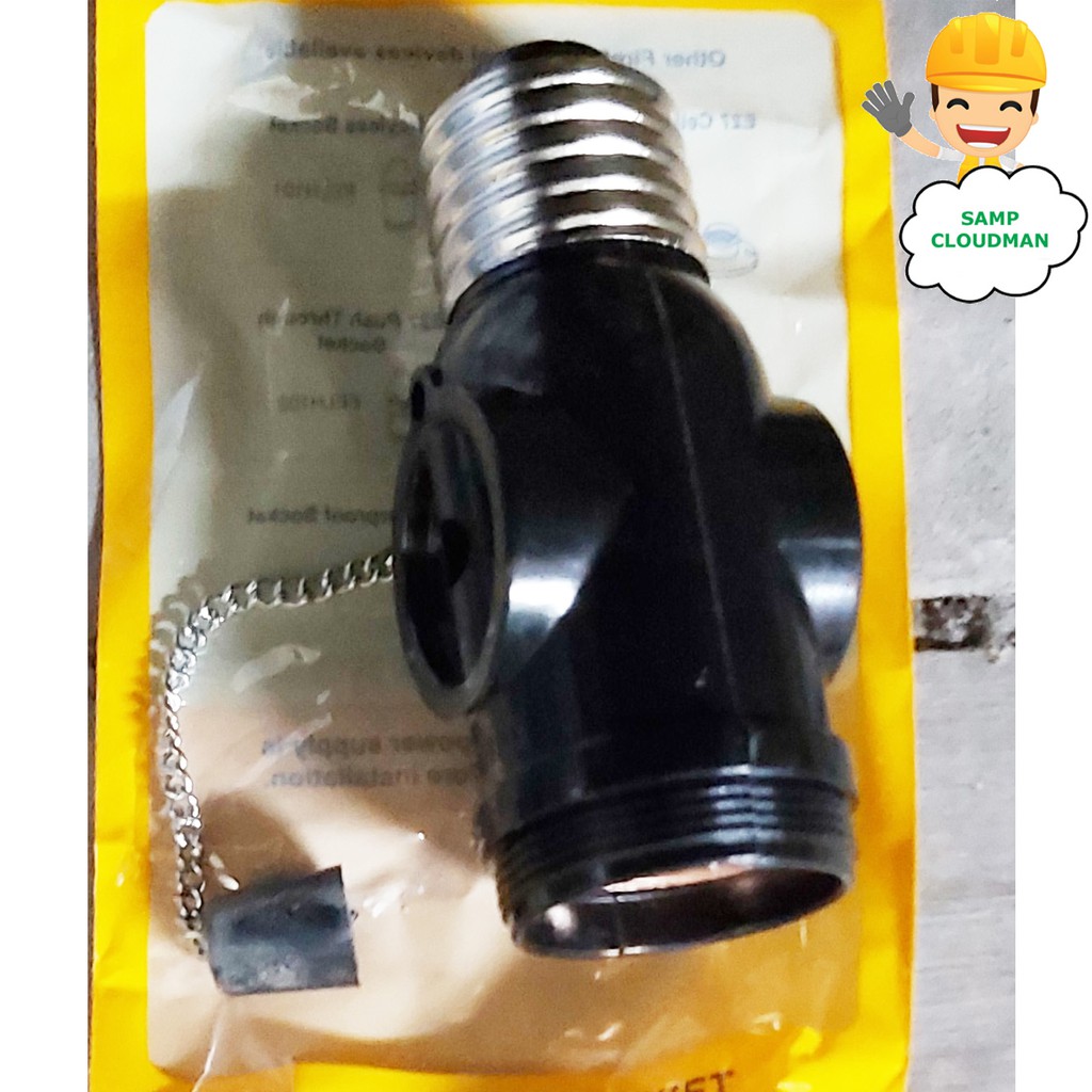 Firefly Pull Chain Socket with 2 Flat Pin Outlet Standard E27