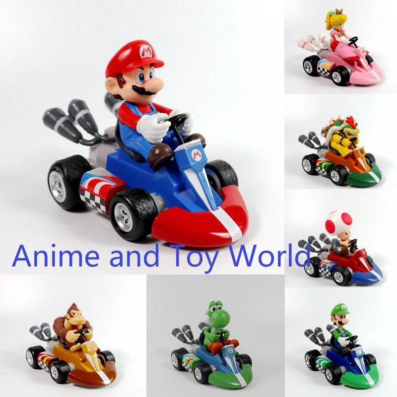 Super Mario Bro Figure Pull-Back Racers Kart Mario Luigi Yoshi Tode ...