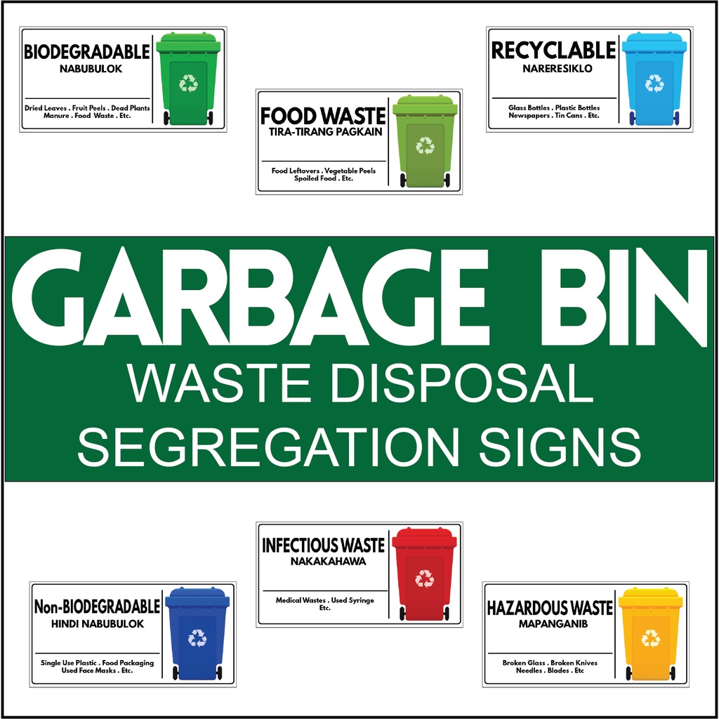 Garbage Bin Signs Labels Waste Disposal Segregation Labels Shopee