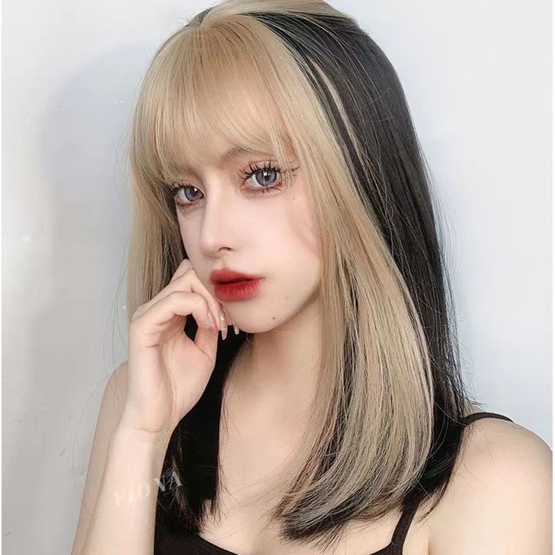 TAVIMART  -  Bob Orange Synthetic Short Straight Women Wig with Bangs Fluffy Lolita Cosplay Heat Resistant Hair Wig for Daily Party main image 0