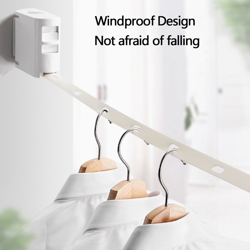 Retractable Clothesline Self-Adhesive Wall Mounted Divide Laundry ...