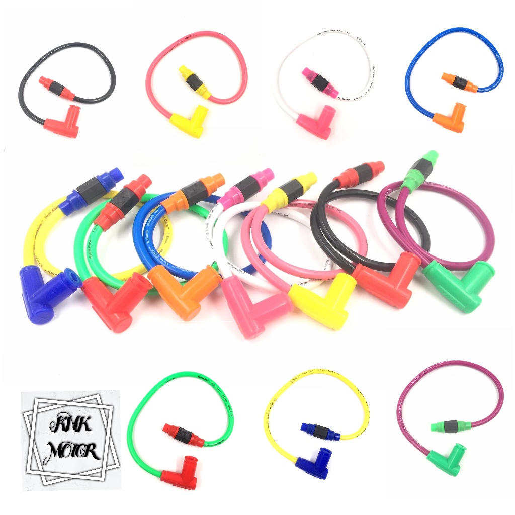 KNK Motor Split Fire Twin Core Universal Silicone Cord with spark plug ...