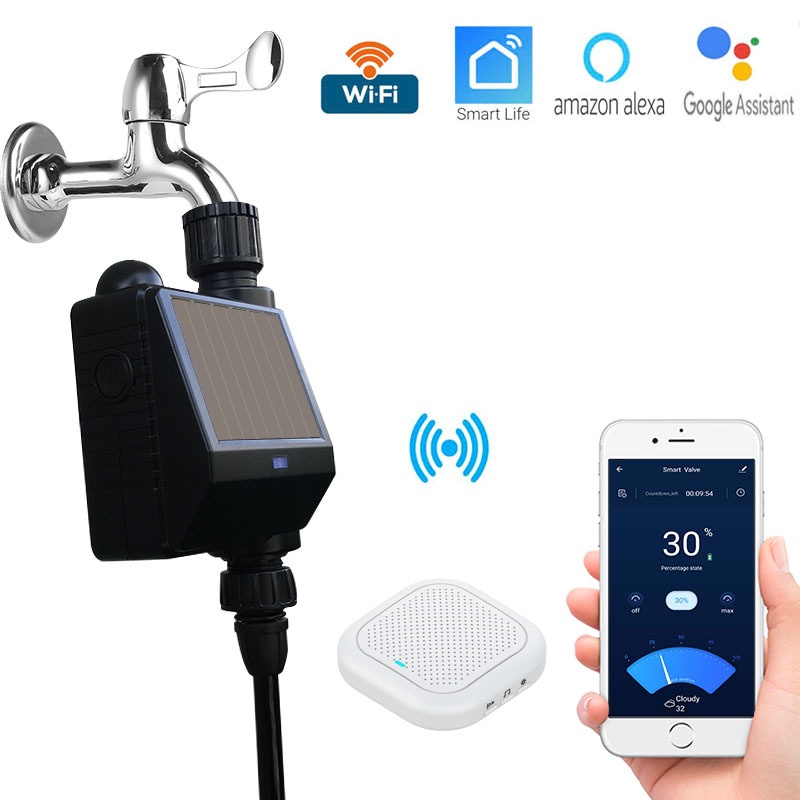 Solar WIFI Watering Timer Ball Valve Garden Smart Irrigation Controller ...