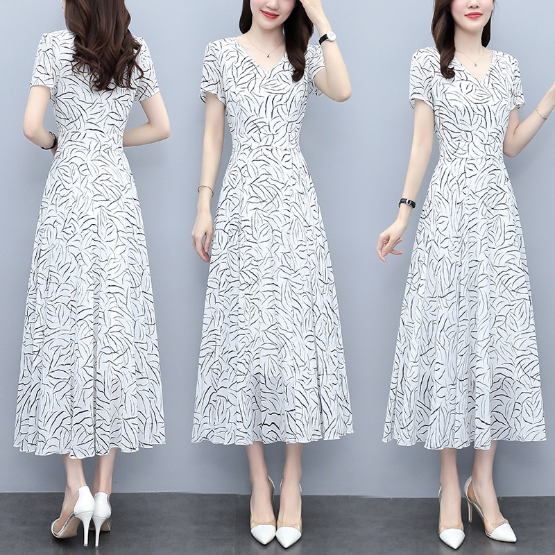 French White Floral Dress Women's Summer Dress 2024 New Slim Fit Slim