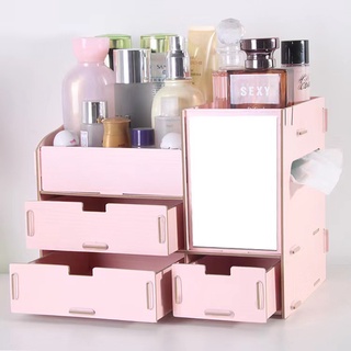 DIY WOODEN MAKEUP COSMETIC STORAGE BOX DESKTOP ORGANIZER self assemble  items placement