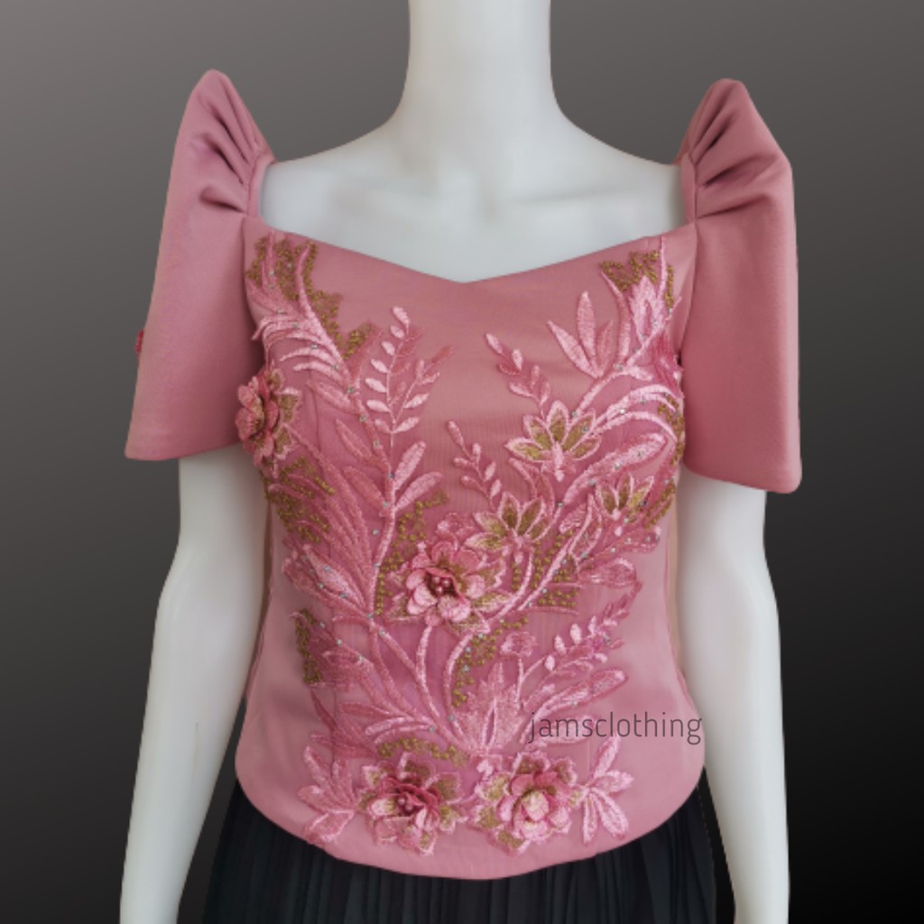 Modern Filipiniana Blouse 3D Lace Shopee Philippines