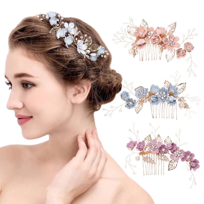 Luxury Hairpin For Women Hair Combs Headdress Prom Bridal Wedding Crown Elegant Gold Leaves 5175