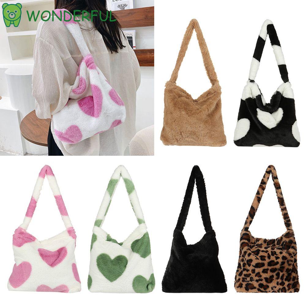 WONDERFUL Fashion Fluffy Shoulder Bag Winter Top-handle Bag Shopping ...