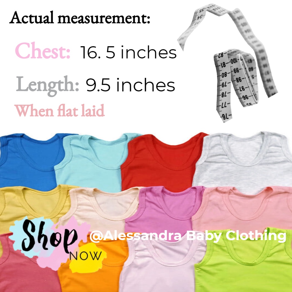 Colorful Plain Print Sando For Kids Boys and Girls ages 1-5 years old ...