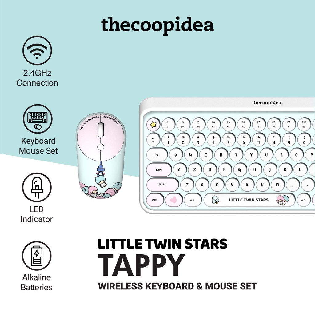 thecoopidea x Sanrio TAPPY Wireless Keyboard Set - Little Twin Stars ...