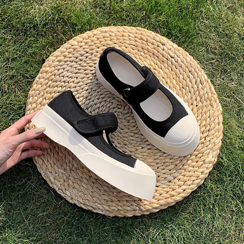 Retro style women s espadrilles shoes platform Casual Black school shoes Mary Janes Vintage shoes