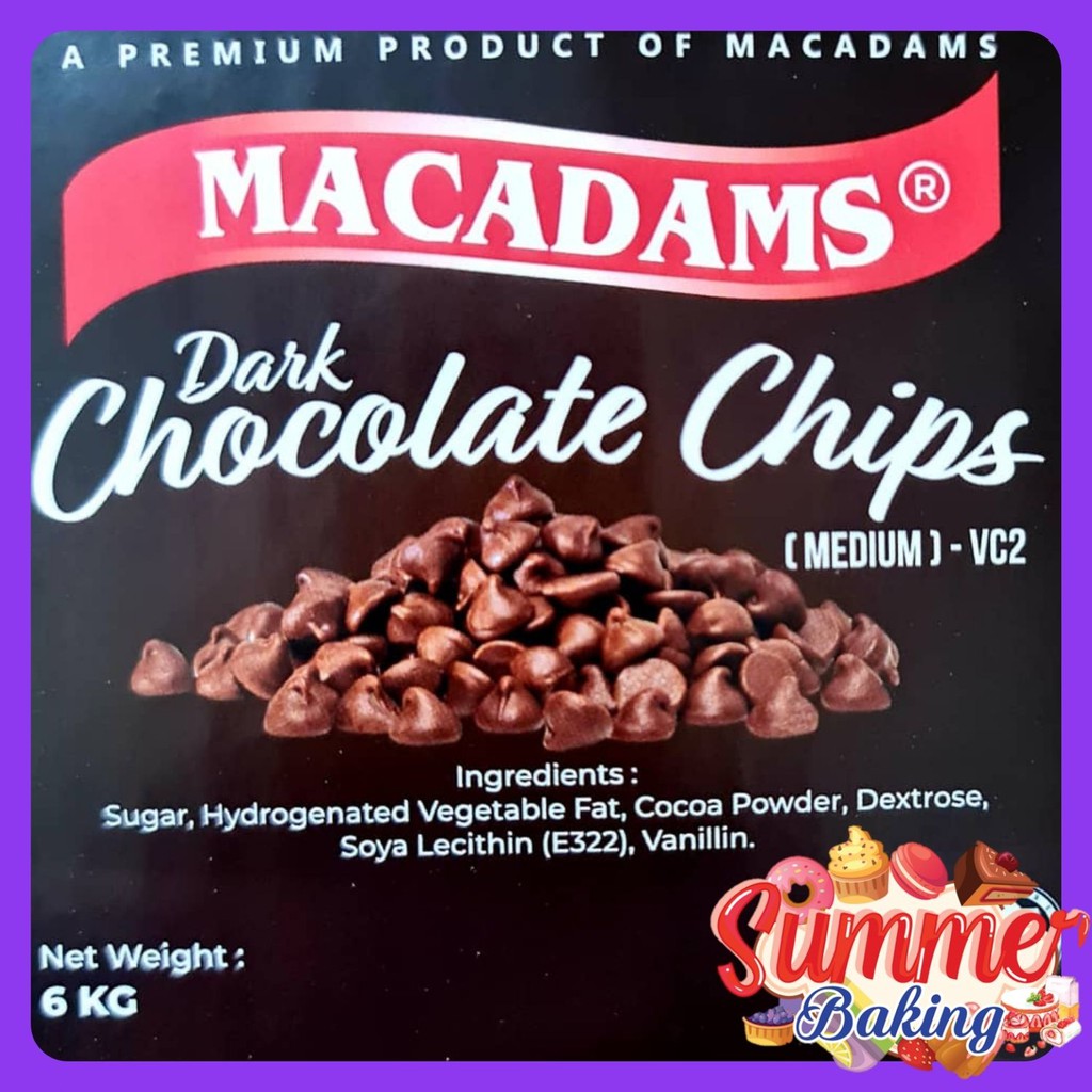 Macadams Dark Chocolate Chips 8000CT [100gm - 1kg] | Shopee Philippines