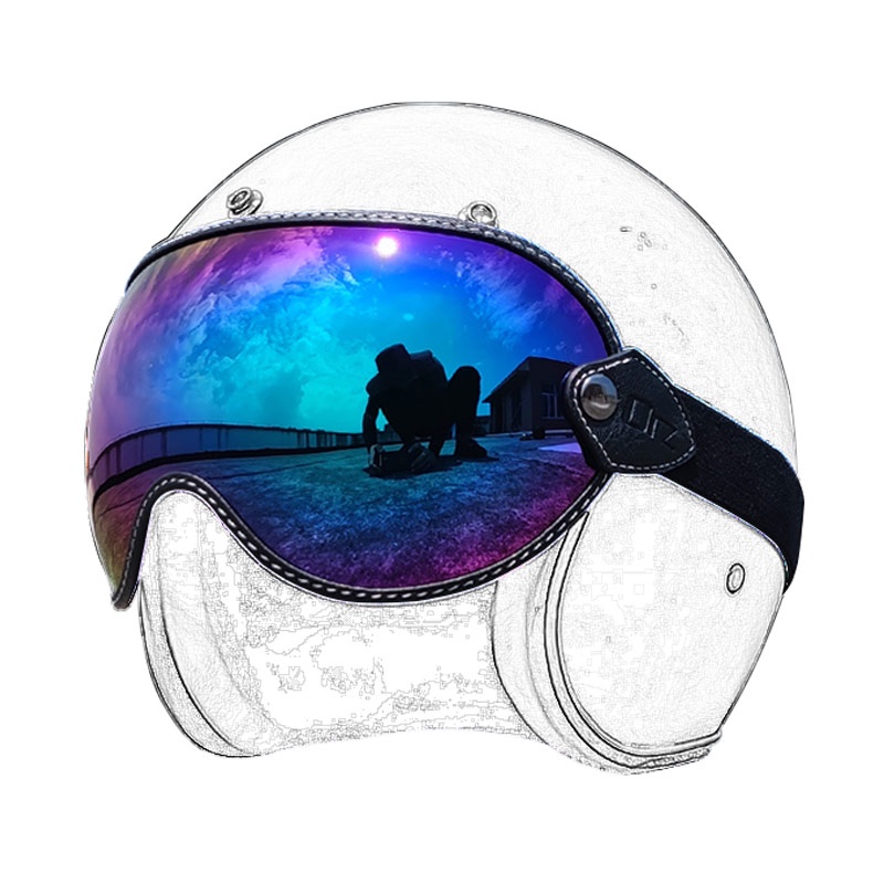 VOSS Retro Harley Carbon Fiber Helmet Summer Scooter Electric Vehicle