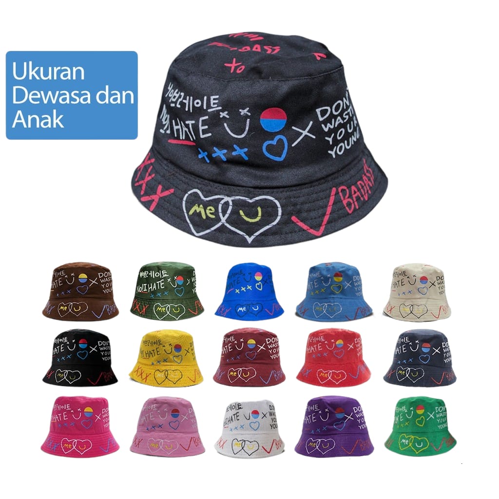 Korean bucket Hat Screen Printing bucket Hat Reversible bucket Hat Kids