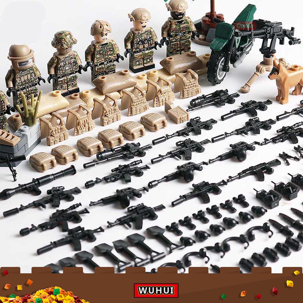 WUHUI 6PCS SWAT Military Army WW2 Minifigures Toy Building Kit Lego ...