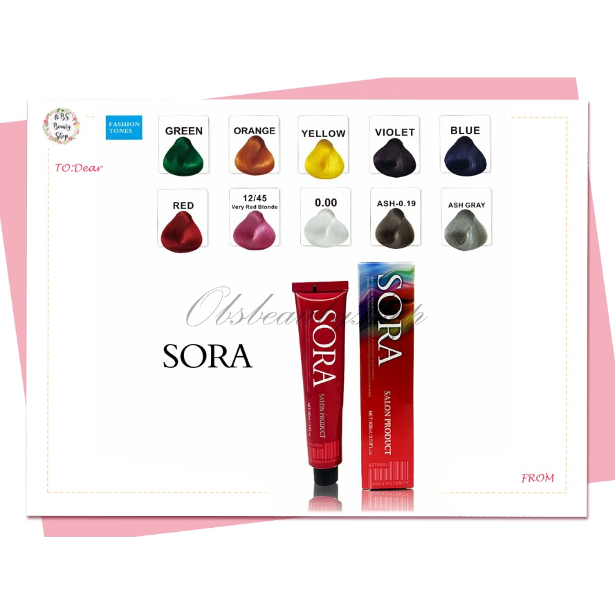 Sora Hair Color Dye Green Violet Blue Red Ash Ash Gray Yellow Orange ...