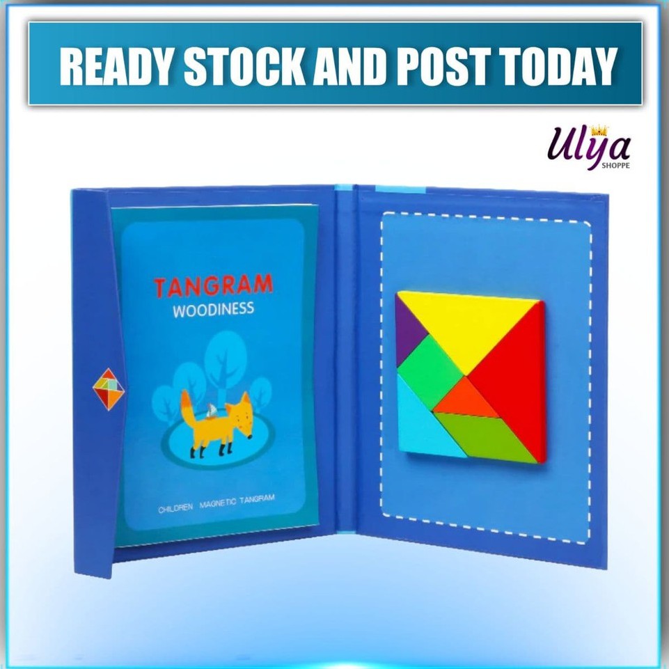 Early Learning Wooden Magnetic Tangram Puzzle Jigsaw Creative Board ...