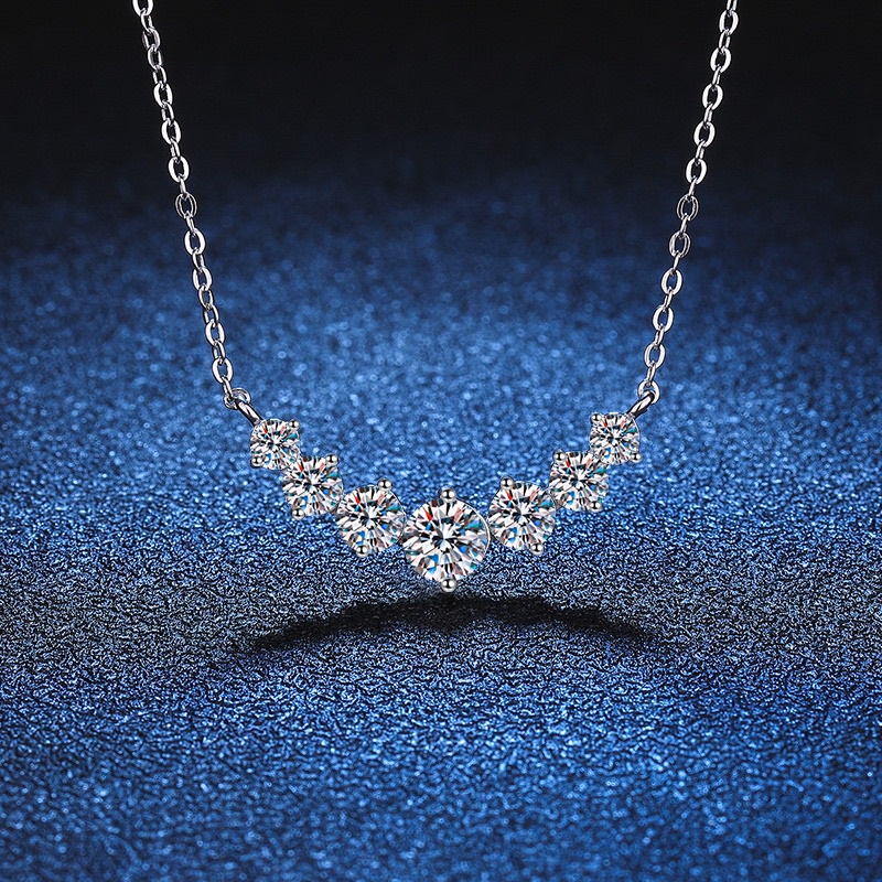 Platinum plated S925 sterling silver necklace Real moissanite Diamond D ...