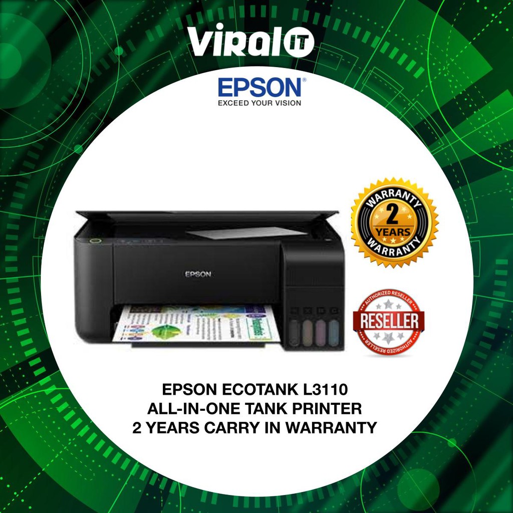 EPSON ECOTANK L3110 ALLINONE TANK PRINTER 2 YEARS CARRY IN WARRANTY