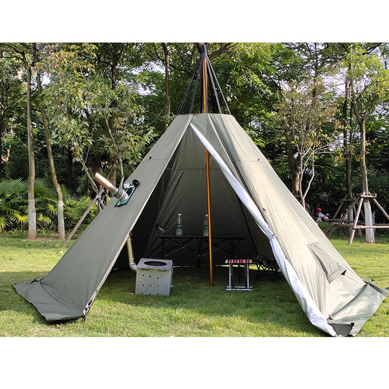 Pyramid tent with a chimney hole/A tower smoke window tent Park ...