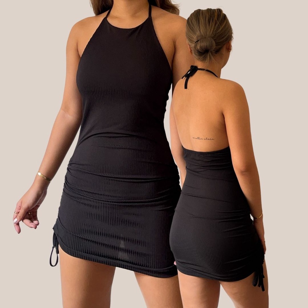 Arianna - Halter Drawstring Backless Dress | Shopee Philippines