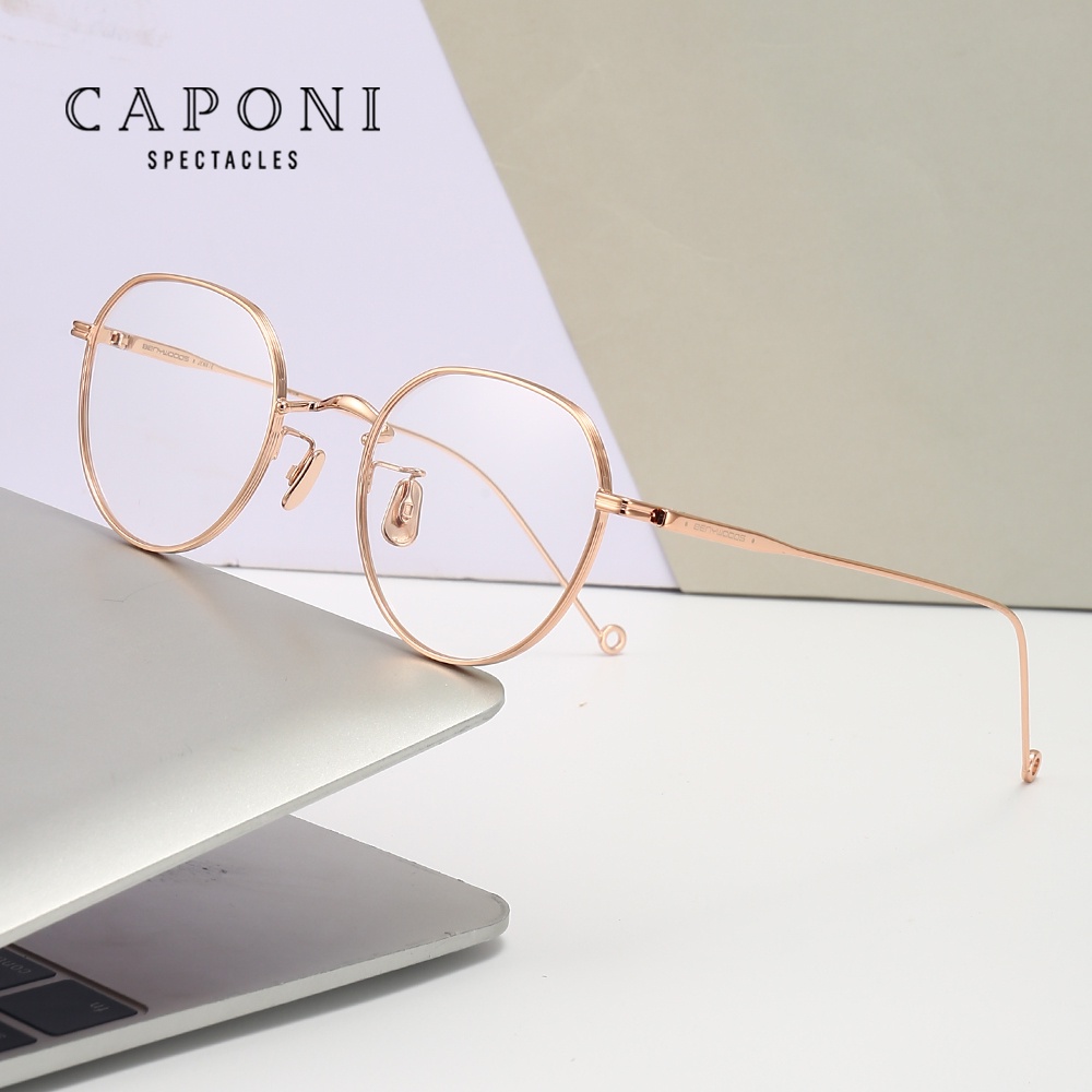 CAPONI Half Titanium Alloy Women's Glasses Frame Fashion Design Trendy ...
