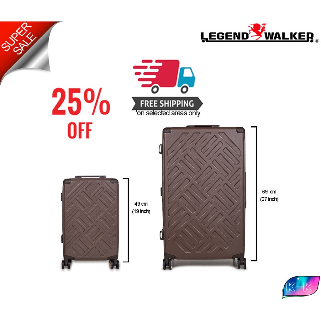 LEGEND WALKER Model 5204 Mocha Luggage Zipper Type TSA lock Shopee