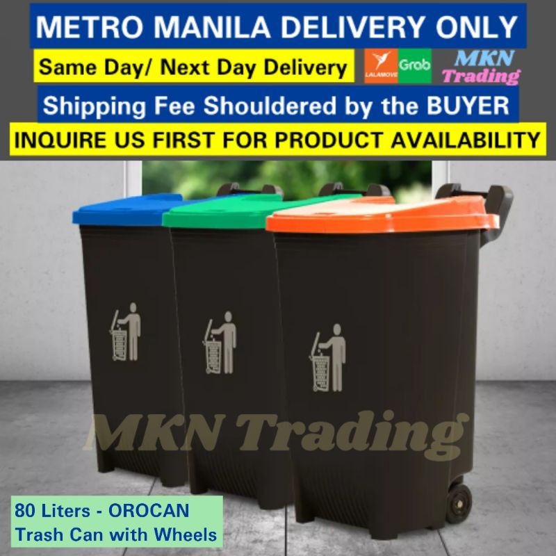 TRASH BIN 80L Orocan trash Can with Wheels and lock 80L Basurahan Garbage  Bin/basurahan/basket