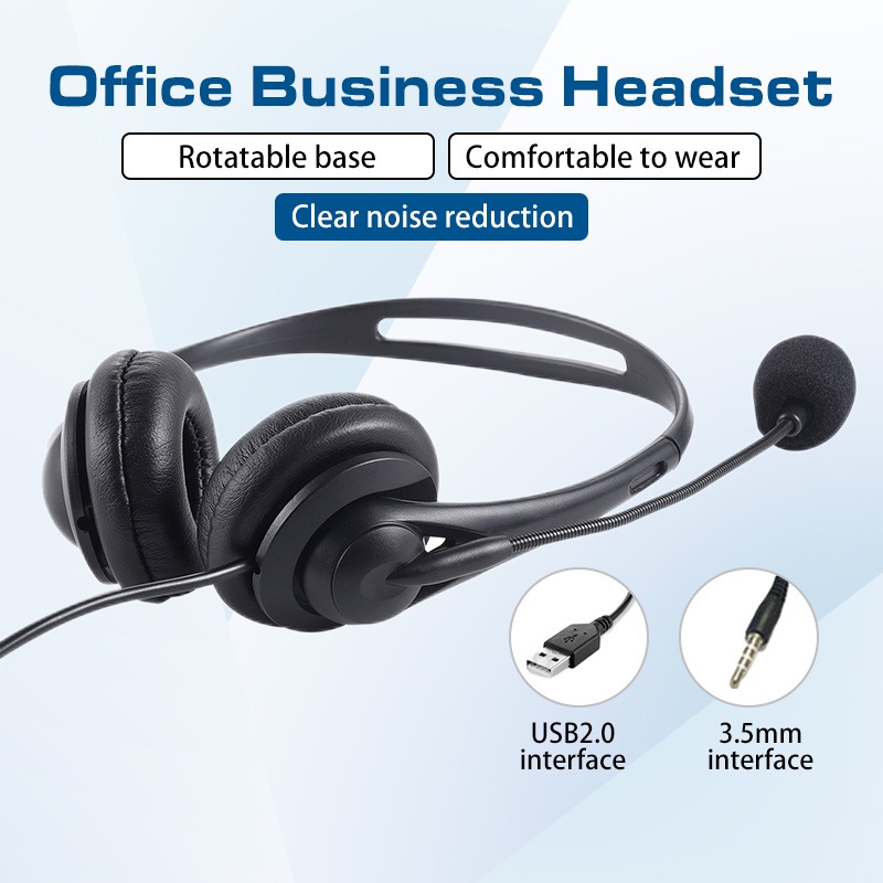USB Headset Noise Cancellation 3.5mm&USB Call Center Headphone With Microphone Mic Noise