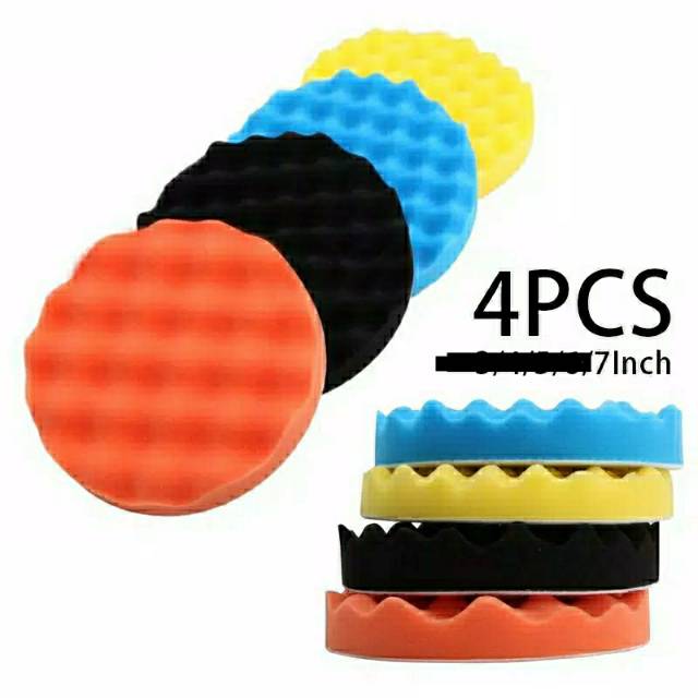 Body Polishing Foam Set Motorcycle Car 4 Pcs 7 Inch Polish Wax Sponge ...