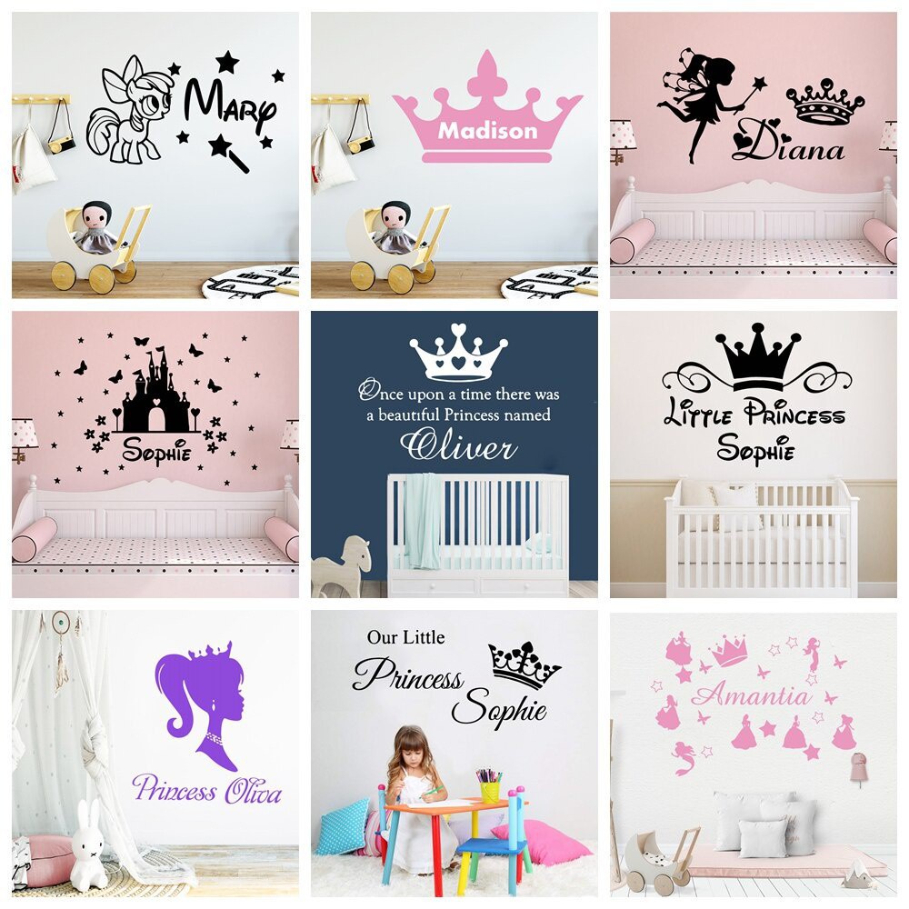 Personalized Girl Name Wall Decals Princess Custom Name Vinyl Wall