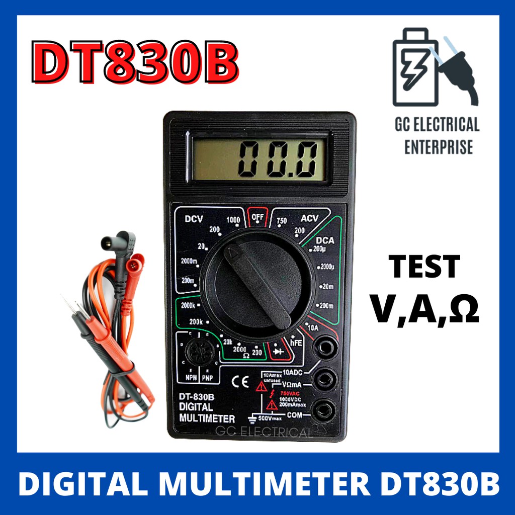 DT830B AC/DC LCD Digital Multimeter Mini Voltmeter Ammeter Ohm Tester