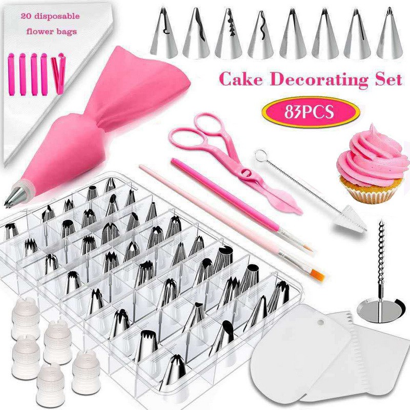 83Pcs Piping Tip Cake Nozzles Birthday Cake Decorating Icing ...